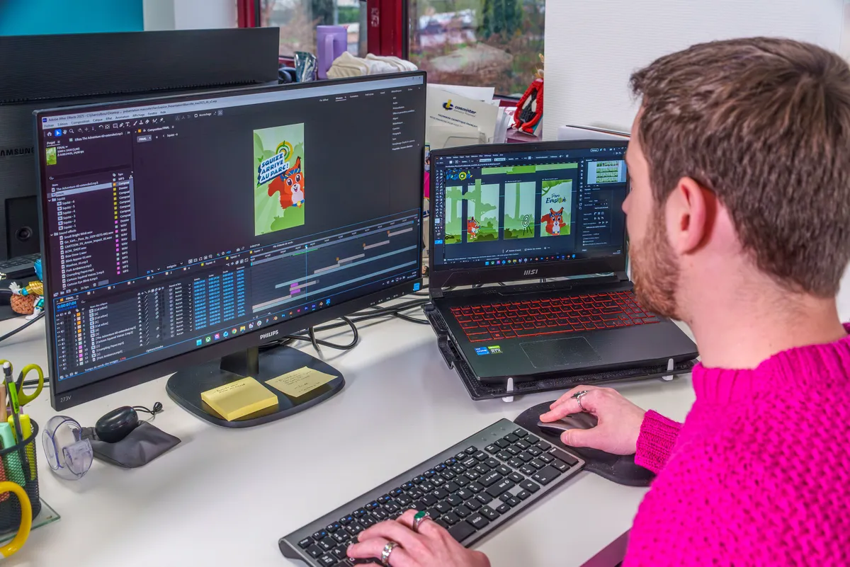 Création d’une animation verticale destinée aux réseaux sociaux dans le logiciel After Effects.