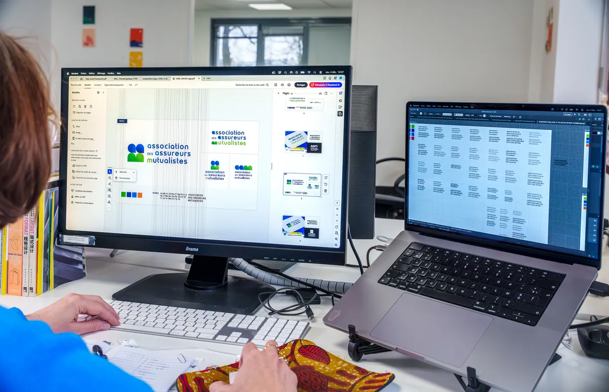 Validation d'une charte graphique client sous Adobe Acrobat par une graphiste de l'agence EcloLINK