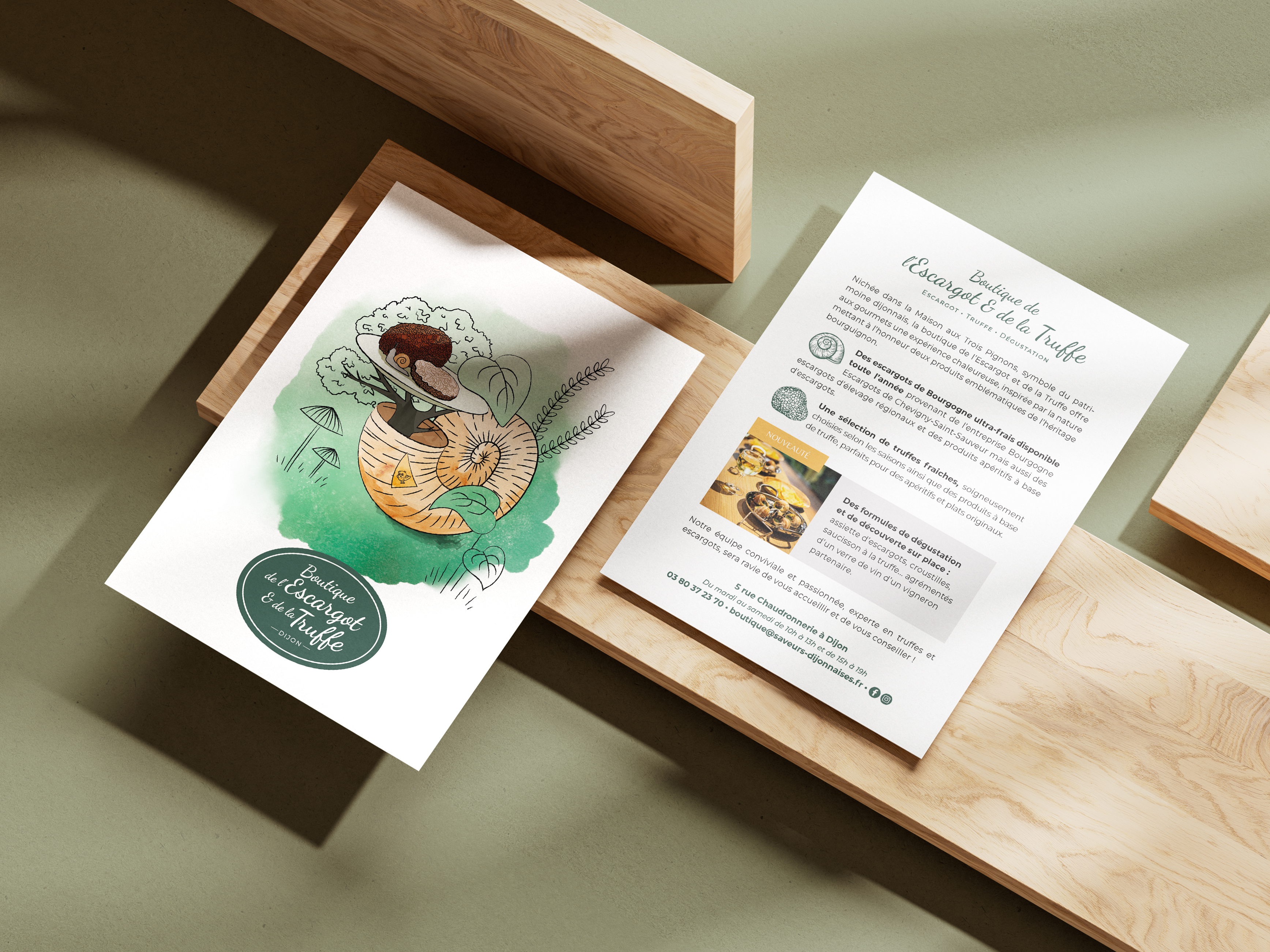 La boutique de l’escargot et de la truffe souhaite mettre en place une collection de cartes postales à glisser dans les colis e-boutique, à l’office de tourisme ou encore dans les coffrets de fin d’année. EcloLINK a réalisé toutes ces cartes. 